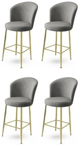 Set de scaune de bar Alte Grey and Gold, 4 bucăți