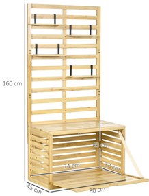 Outsunny Cutie de Depozitare cu Grilaj, 4 Rafturi Suspendate, Ușă Magnetică, Lemn Masiv, Natural, 80 x 45 x 160 cm | Aosom Romania