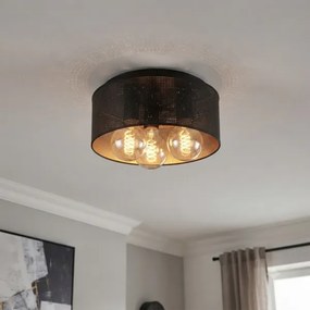 Plafonieră SIRJA PLISADO 3xE27/15W/230V Ø 35 cm negru/auriu