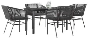 vidaXL Set de sufragerie de grădină 5 piese neagră Sticlă Poly Rattan