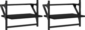 vidaXL Rafturi de perete cu bare, 2 buc, negru, 40x25x30 cm