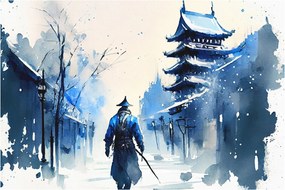 Tablou - Samurai, aquarel (90x60 cm)