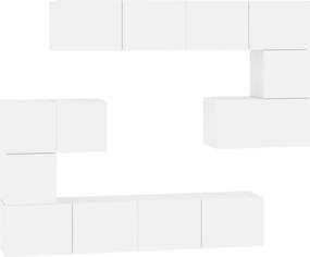 vidaXL Dulap TV montat pe perete, alb, lemn prelucrat