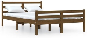 814802 vidaXL Cadru de pat, maro miere, 140x190 cm, lemn masiv