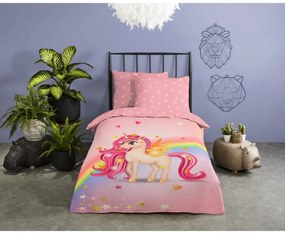 Lenjerie de pat pentru copii roz din bumbac pentru pat de o persoană 140x200 cm Little – Good Morning