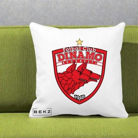 Perna Personalizata FC Dinamo Bucuresti 1948 Fotbal, 40x40 cm, Alba Mata, Husa Detasabila, Perna Inclusa, BEKZ®