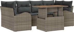 vidaXL Set de canapele pentru grădină 7 pcs Gri Rattan poli