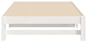 Pat de zi extensibil, alb, 2x(80x200) cm, lemn masiv de pin Alb, 205.5 x 158 x 30 cm