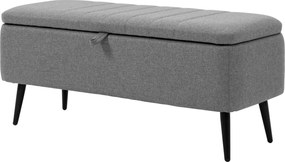 HOMCOM Bancă cu spațiu de depozitare, bancă tapițată cu aspect de in, cutie de depozitare cu picioare din oțel 102 x 40 x 44 cm, Gri | Aosom Romania