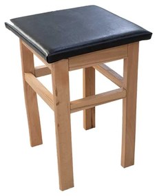 Taburet din lemn, 31x31x48 cm, tapitat piele ecologica, culoare wenge