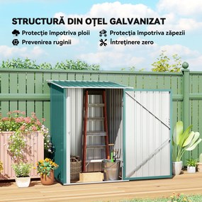 Outsunny Căsuță de Grădină pentru Unelte, 100x103x160 cm, Verde | Aosom Romania