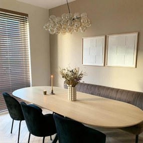 Lampă suspendată de design neagră cu sticlă chihlimbar 8 lumini - Uvas