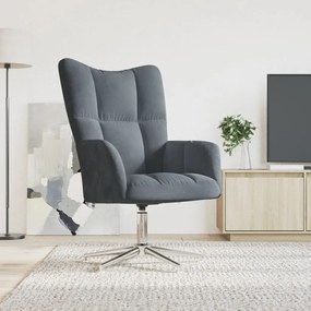 328118 vidaXL Scaun de relaxare, gri închis, catifea