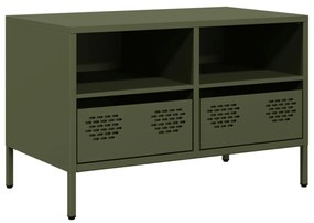 851320 vidaXL Dulap TV, verde măsliniu, 68x39x43,5 cm, oțel laminat la rece