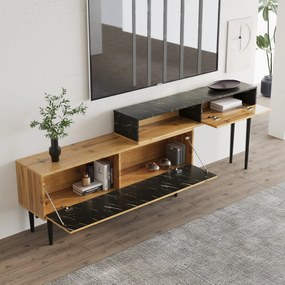 Comodă TV pentru living cu design unic, Culoare naturală | Aosom Romania