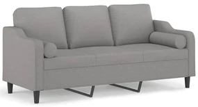 3153031 vidaXL Canapea cu 3 locuri cu perne&pernuțe gri deschis 180 cm textil