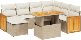 vidaXL Set canapele de grădină, 8 piese, cu perne, bej, poliratan