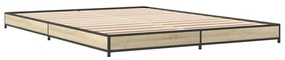 845142 vidaXL Cadru de pat, stejar sonoma, 150x200cm, lemn prelucrat și metal