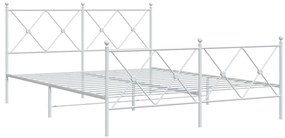 376572 vidaXL Cadru de pat metalic cu tăblie, alb, 160x200 cm