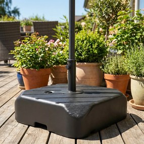 Outsunny Bază pentru umbrelă pe roți, umplere cu 45 kg apă / 72 kg nisip, pentru stâlp Ø 38 și 48 mm, negru | Aosom Romania