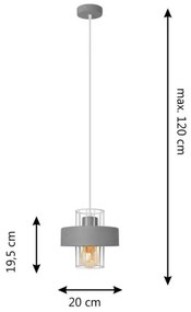 Lustră pe cablu VOLTA 1xE27/15W/230V gri