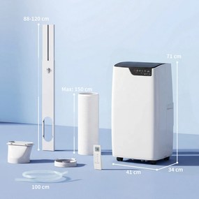 HOMCOM Aparat de aer condiționat portabil 12000 BTU, aparat cu funcții de răcire, dezumidificare, ventilator, mod somn, control vocal WiFi | Aosom Romania