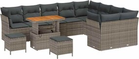 vidaXL Set de canapele pentru grădină cu pernă 12 pcs Gri