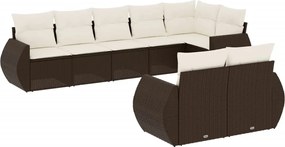 vidaXL Set canapele de grădină cu perne, 8 piese, maro, poliratan