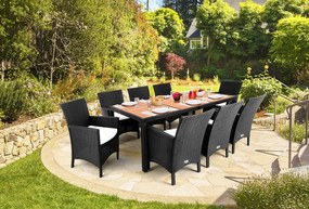 Deuba Set ratan de gradina Berlin 1+8 - negru/lemn