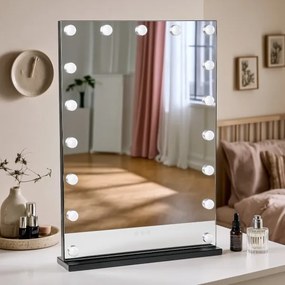 Brilagi - Oglindă de machiaj LED reglabilă HOLLYWOOD LED/15W/230V 55x70 cm neagră