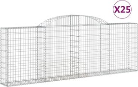 vidaXL Coșuri gabion arcuite 25 buc, 300x30x100/120 cm fier galvanizat