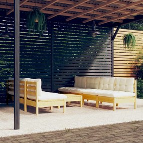 3096136 vidaXL Set mobilier de grădină cu perne crem, 8 piese, lemn de pin