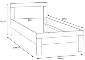 Pat pentru o persoană SNOWIE 90 x 200 cm, alb