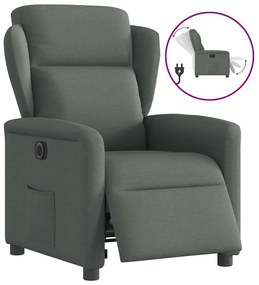 vidaXL Fotoliu rabatabil electric, gri închis, material textil