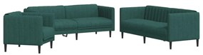 3209233 vidaXL Set canapele, 3 piese, verde închis, material textil