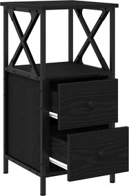vidaXL Dulap de noapte cu sertar 2 pcs Stejar Negru 34 x 35,5 x 70 cm