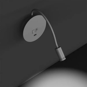 Veioză LED flexibilă de perete cu USB BASE 1xLED/8W+1xLED/2W/230V alb/argintiu