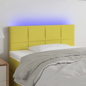 3121609 vidaXL Tăblie de pat cu LED, verde, 100x5x78/88 cm, textil
