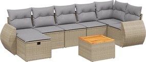 vidaXL Set canapele de grădină, 8 piese, cu perne, bej, poliratan