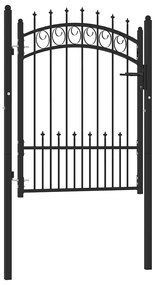 vidaXL Poartă de gard cu țepușe, negru, 100x125 cm, oțel