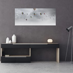 Tablou - Baloane pe perete de cărămidă (120x50 cm)