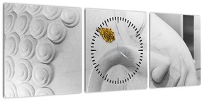 Tablou - Buddha alb (cu ceas) (90x30 cm)