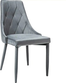 Scaun tapitat TRIX, gri, stofa catifelata/metal, 49x47x89 cm