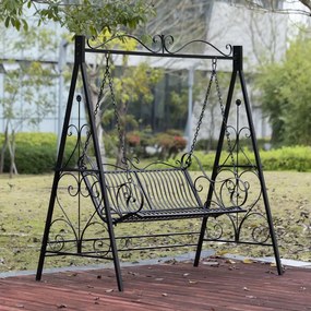 Balansoar de grădină, metal, 190x99x208 cm, Negru