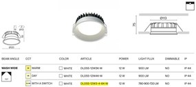Spot LED incastrabil protectie IP44 Okno 12cm CCT