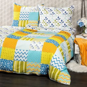 Lenjerie de pat din bumbac creponat 4Home Patchwork blue, 140 x 200 cm, 70 x 90 cm