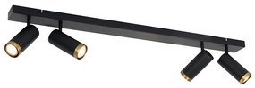 Plafoniera moderna cu spoturi negre cu bronz, 4 lumini reglabile - Renna