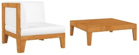 312146 vidaXL Set mobilier de grădină cu perne, 2 piese, lemn masiv de acacia