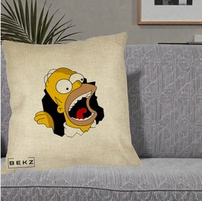 Perna Personalizata Homer Simpson Surpriza, 40x40 cm, Crem, Husa Detasabila, Perna Inclusa, BEKZ®