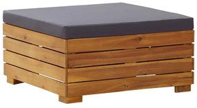 Set mobilier gradina cu perne, 6 piese, gri inchis, acacia Morke gra, colt + 2x mijloc + 2x suport pentru picioare + masa, 1